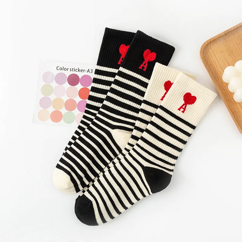 

Носки женские с мультяшным рисунком, хлопковые милые цветные повседневные носки в полоску, в стиле унисекс, для девушек, весна-осень