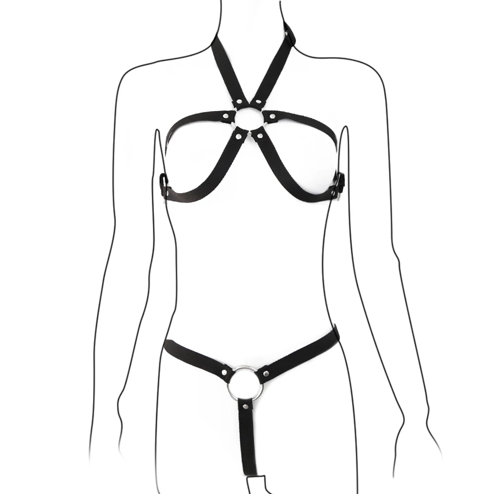 

Adult Games PU Leather Harness Stocking Belts For Women BDSM Bondage Fetish Slave Exposed Breast Chastity Belt SM Sex Products