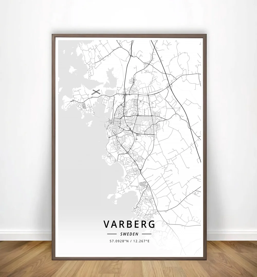 Farnham Greater Sudbury Valletta Varanasi Varberg Varna Vasteras Современная Карта города холст