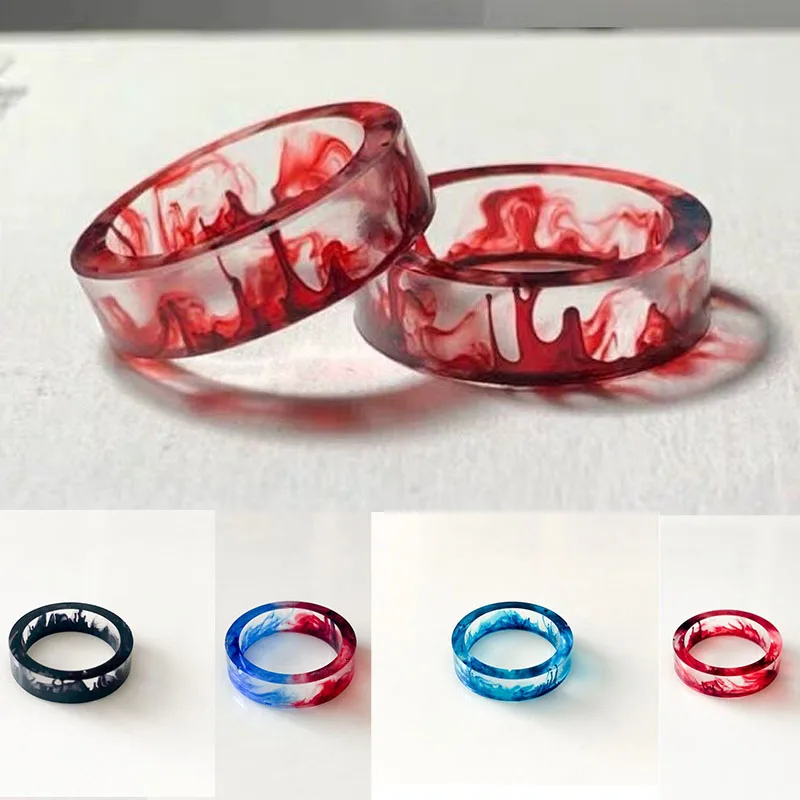 

Simple and Fashionable Ink Original Ice and Flame Halo Dye Crystal Resin Punk Exclusive Couple Ring Jewelry for Men and Women