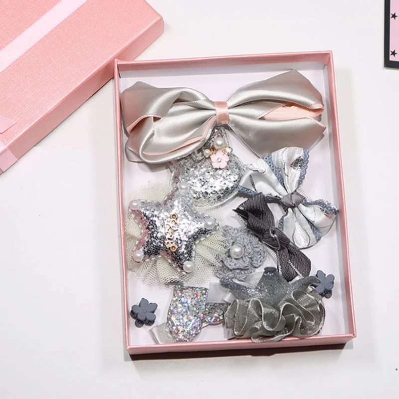

10 Pcs/Box New Kids Children Accessories Hairpins Barrettes Baby Fabric Bow Flower Headwear Hair clips Girls Headdress