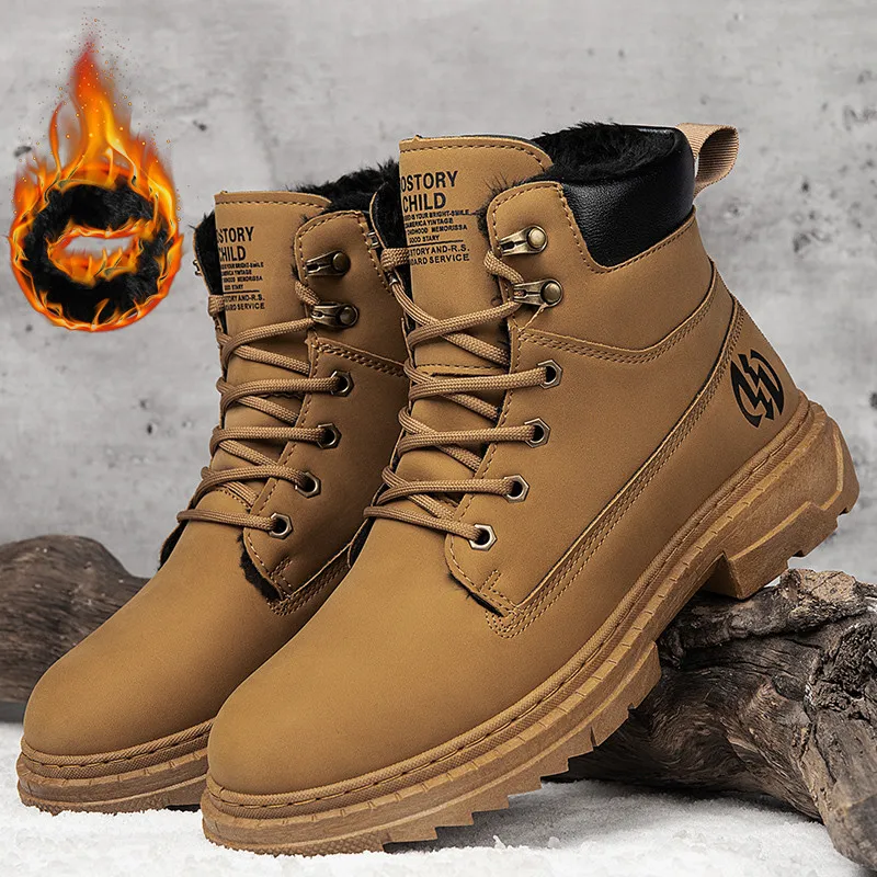 

Men Boots Leather Waterproof Lace Up Military Boots Men Winter Warm Ankle Lightweight Shoes for Men Winter Tooling Non Slip Boot