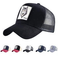 men animal embroidered wolf mesh baseball caps hip hop trucker unisex outdoor sport sunhat women breathable snapback adjust hat
