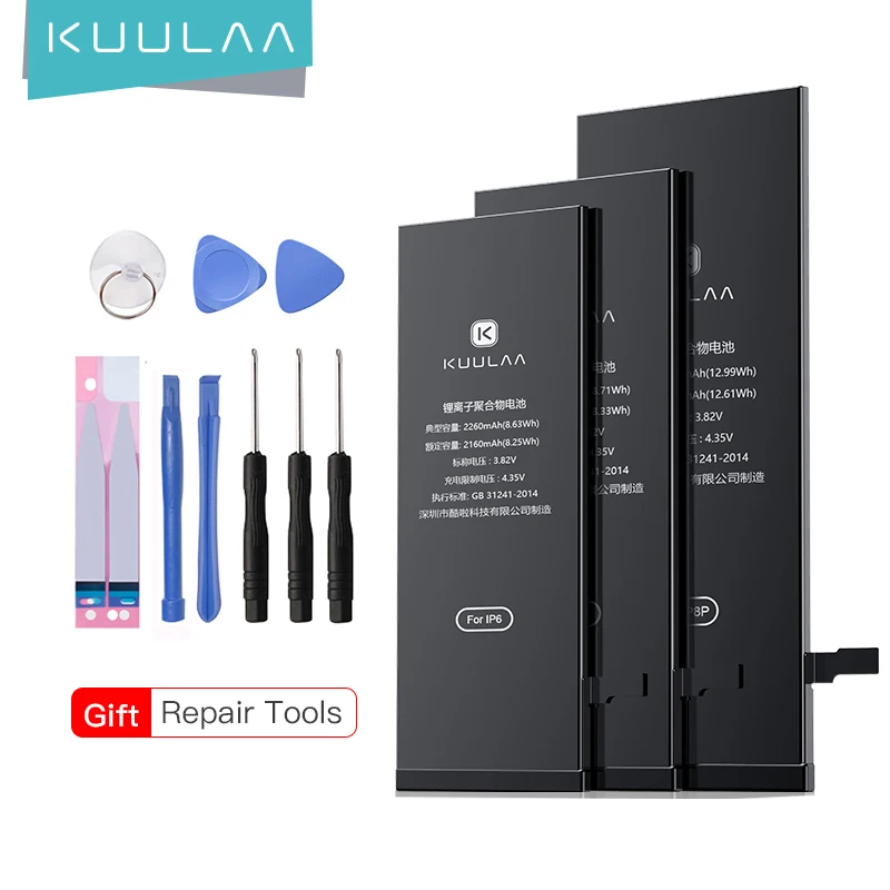 Аккумулятор KUULAA для iPhone 5S 6 6S 7 8 Plus X 6Plus 10 оригинальная сменная батарея большой