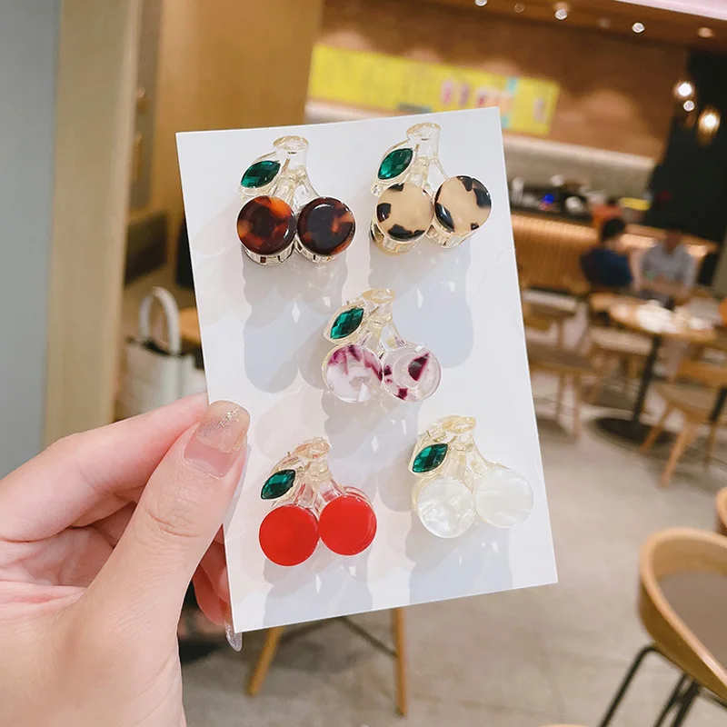 

1Pcs Korean Style Cherry Hair Clip Hair Claw For Women Fashion Leopard Sweet Hairgrips Hair Accessories Headwear Hairpins Gifts