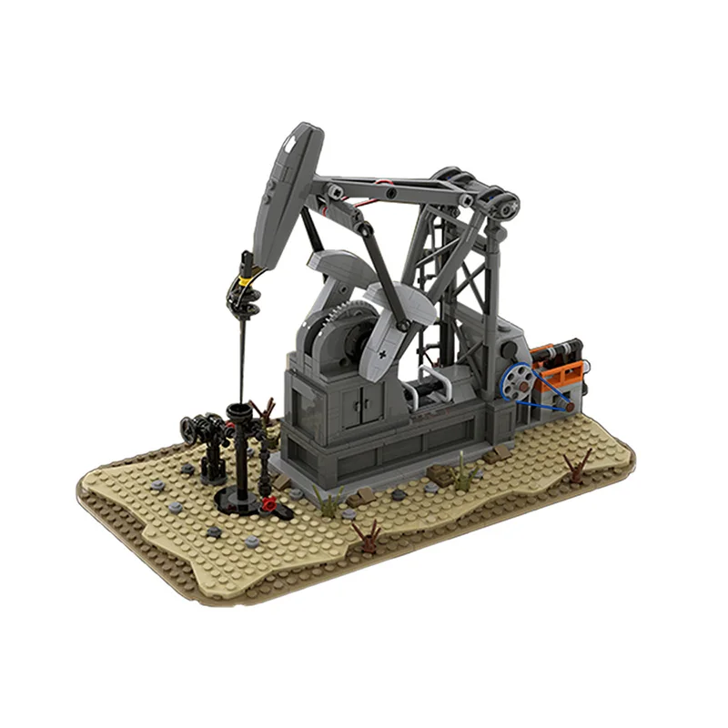 

MOC Excavating Machinery Functioning Oil Pump Jack (Oil Derrick) Building Blocks Excavator Model Bricks Toys For Children Gifts