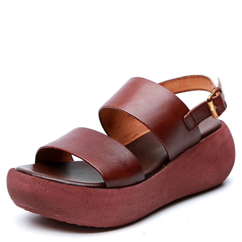 

Strappy sandals for women retro single shoes with round head and open-toe chunky heel sandals for women