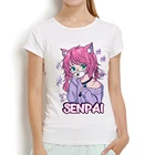 Kawaii Pastel goth Neko Menhera забавная аниме senpai футболка женская летняя повседневная футболка с коротким рукавом femme kawaii уличная одежда