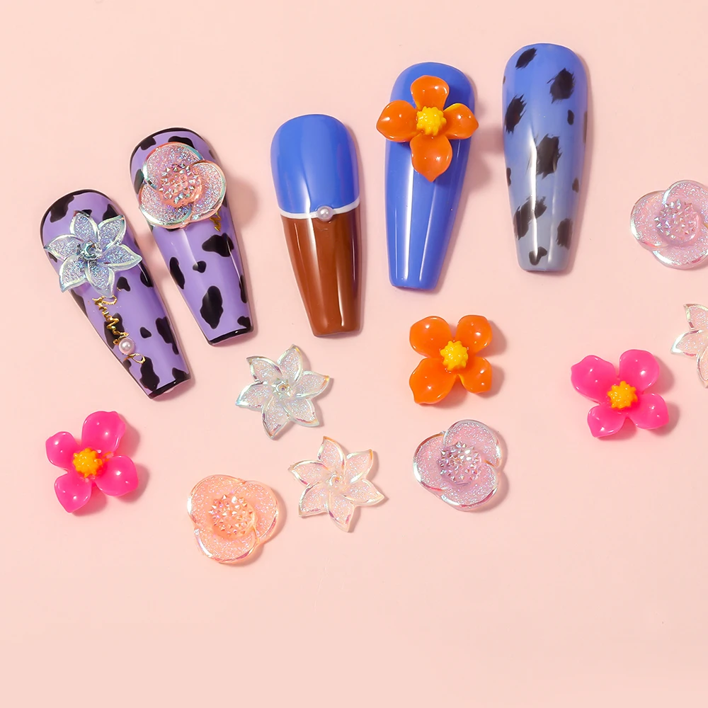 

12 шт., декоративные акриловые цветы для ногтей, 6 моделей