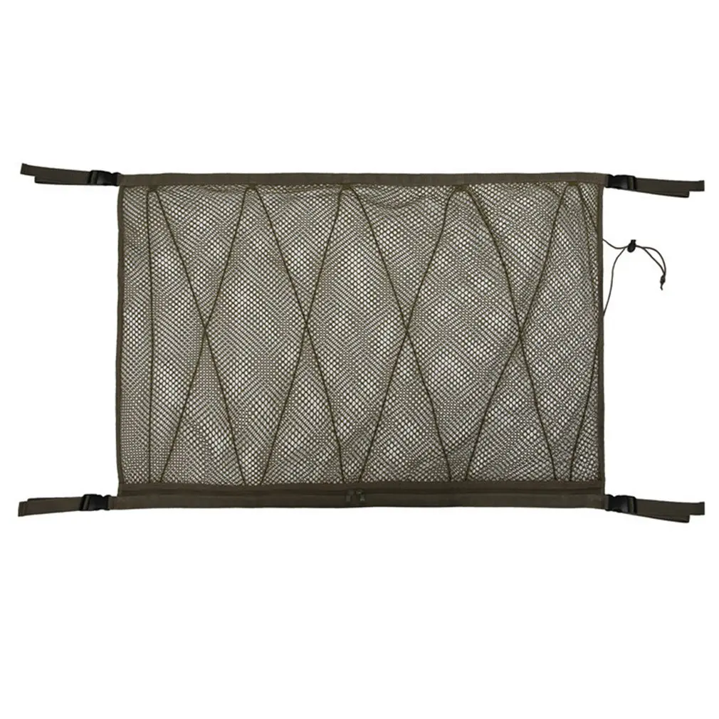 

Car Ceiling Storage Mesh With Zipper Drawstring Universal Trunk Cargo Organizer Storage Bag Car Roof Interior Double-layer