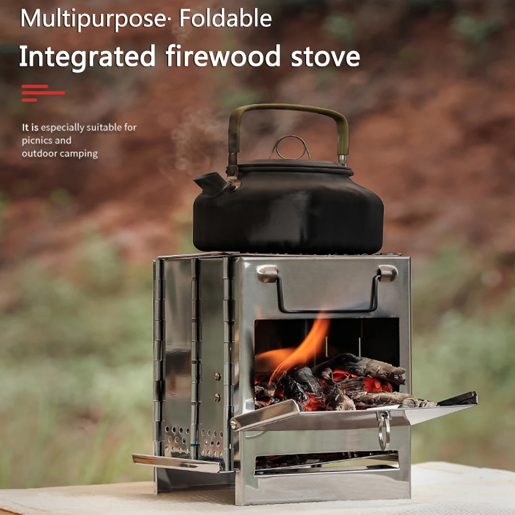 

Mini Outdoor Wood Stove Portable Camping Picnic BBQ Folding Cooking Grill