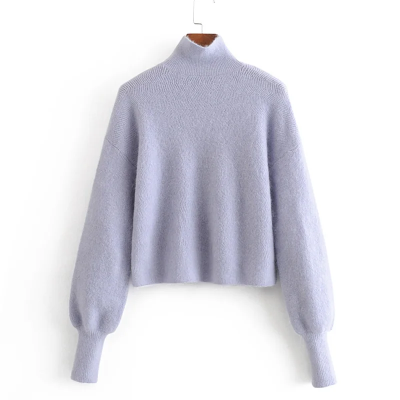 AGong Solid Turtleneck Sweaters Women Fashion Soft Slim Sweater Elegant Lantern Sleeve Female Ladies KD | Женская одежда
