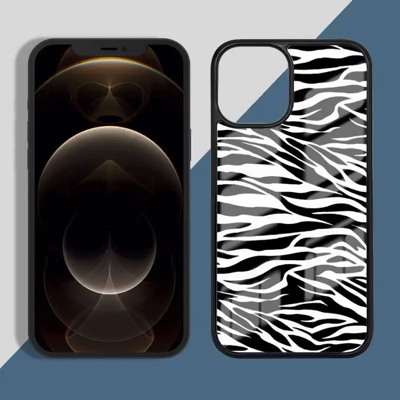 

Zebra Striped Black White Anima Phone Case PC for iPhone 11 12 pro XS MAX 8 7 6 6S Plus X 5S SE 2020 XR