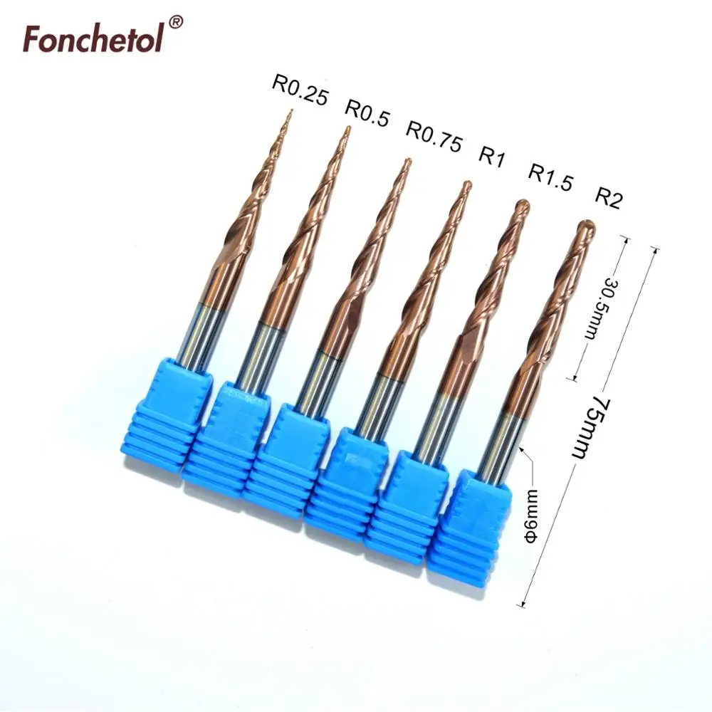 HRC55 Вольфрам карбида вольфрама с покрытием Алюминий 6 мм бронзовое покрытие