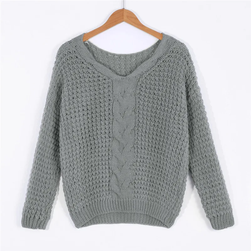 Women's Sexy V Neck Oversized Off Shoulder Sweaters Jumper Hollow Soft Warm Knitted Sweater Open Front Tops Long Sleeve Knitwear | Женская