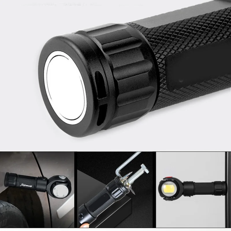 

Hot 360 Degree Rotating Magnet LED USB Chargeable Flashlight Torch Work Light for Outdoor Lighting BJStore