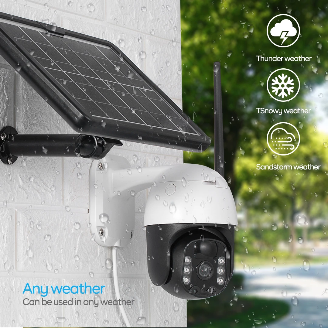 

4G SIM Ip Camera Outdoor 1080P 8W Solar Panel Rechargeable Battery Powered PTZ Security Waterproof Camera 12m PIR Motion P2P