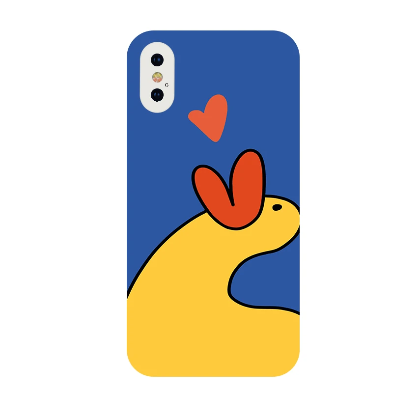 

NOHON Printed Pattern Mobile Phone Case For XR 7 8 6S Plus XS Max SE For iPhone 11 12 Pro Max SE 2020 Mini Love Duck Back Cover