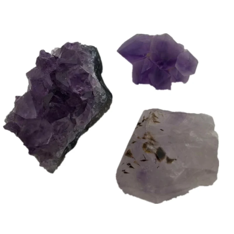 

3pcs Raw Amethyst Cluster Set Stones And Crystals Quartz Cluster Rough Mineral Healing Wicca Birthstone Geode