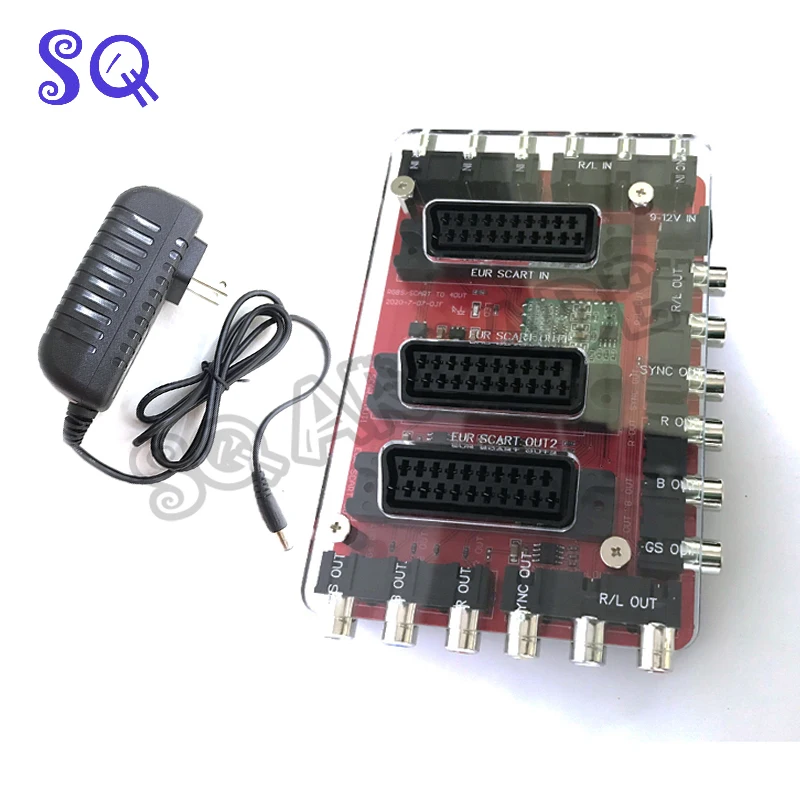 Акриловый чехол Mini SCART дистрибьютор преобразователь видео RGBS/SCART 1 в 2RGBs/SCART 4 Out Auto