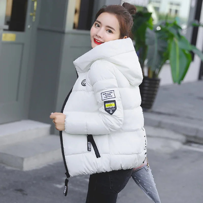 

Women Short Parkas Winter Jacket 2019 Slim Warm Hooded Female Coat Solid Plus Size Zipper Short Down Parkas Jacket Women Tops