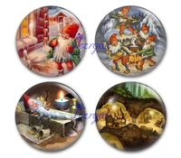 cute dwarf glass cabochon merry christmas and santa and gnomes round photo glass cabochon demo flat back making findings