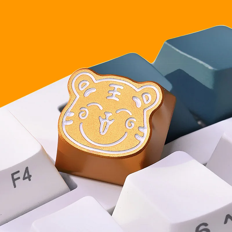 

Колпачок для клавиш, тигровая тема, металл, CNC, оксид алюминия, R4, колпачок с высокой клавишей, персонализированная мультяшная игра на заказ, колпачок для механической клавиатуры