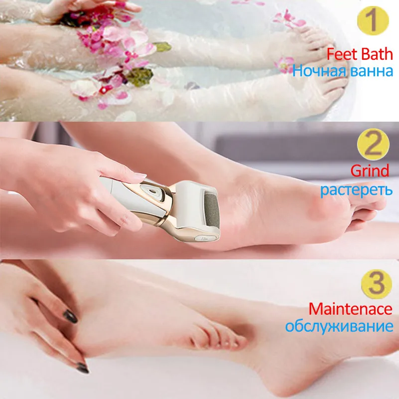 

2021 Electric Exfoliator Pedicure Grinder Machine Callus Remover Foot Care Roller Tool File for Feet Heel 7 Grinding Heads