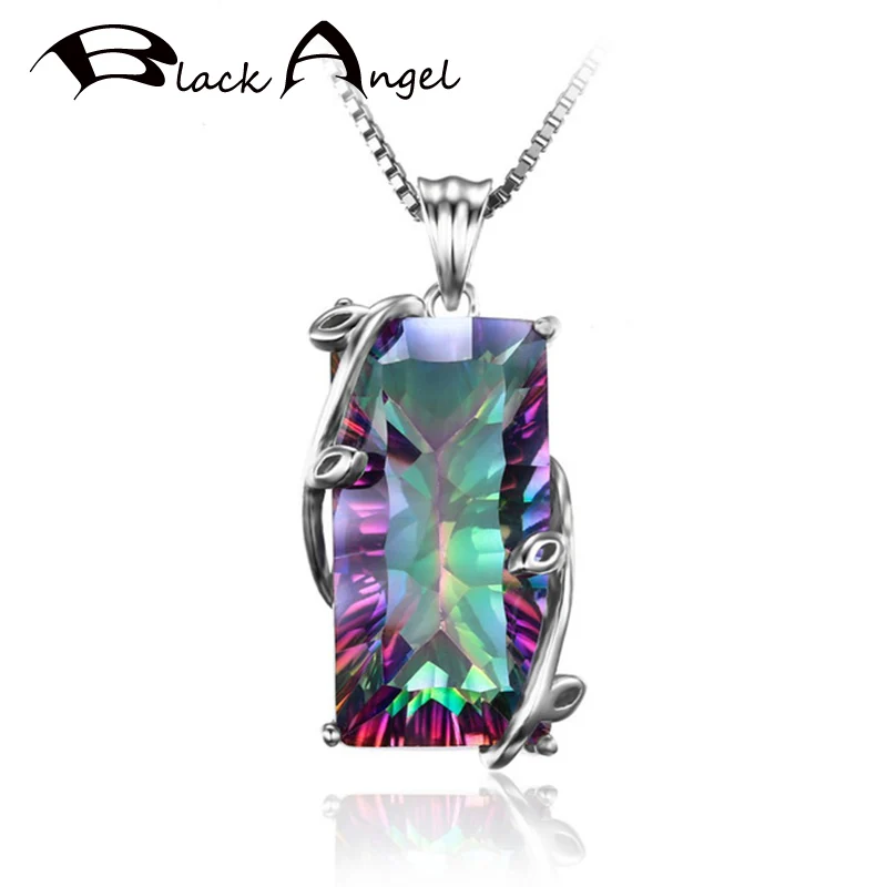 

Женское ожерелье из серебра 925 пробы, с натуральным радужным мистическим турмалином