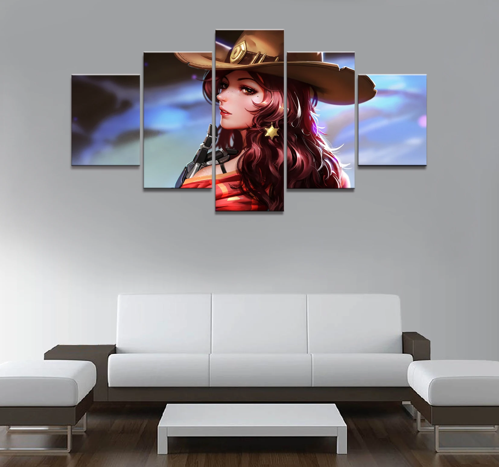 Постер для домашнего декора картины холст 5 шт. модульная Женская картина Mccree