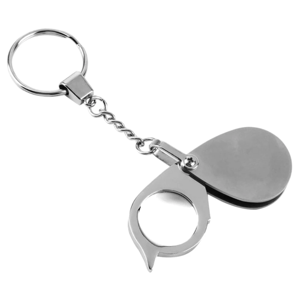 

1pc Portable Folding Jewelry 8X Magnifier Eyes Glass Loupe Lens Magnifying Metal Frame Glass Lens with Key Chain Pocket Tool