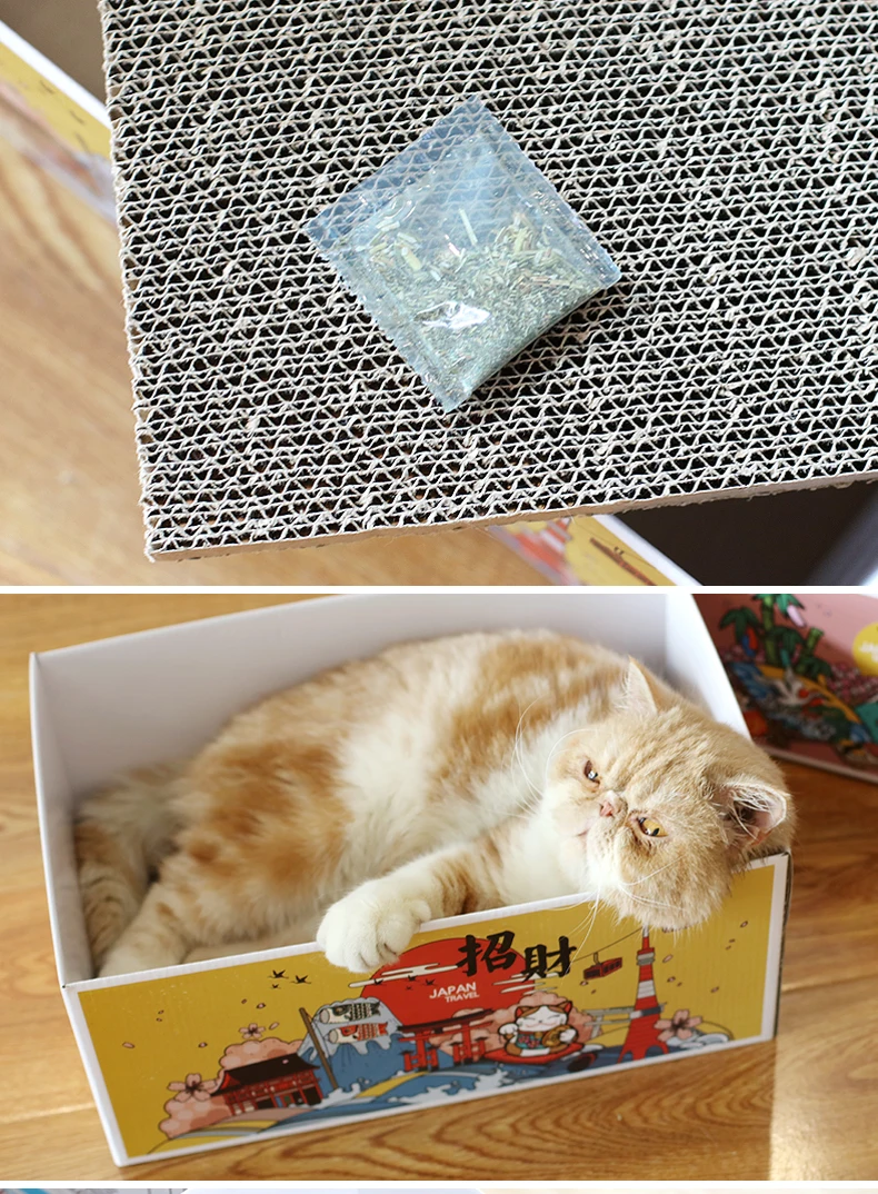 Картонная коробка для кошек, гофрированная бумага для кошачьей тарелка лапа, кошка любит оставлять эту коробку в качестве кошачьего гнезда или игрушечного домика