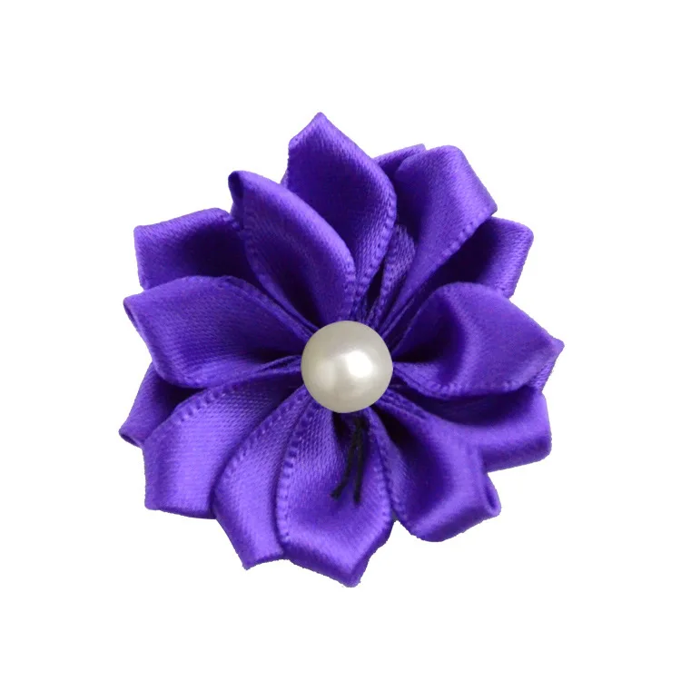 purple Nishine 1," 10 шт./лот 16 Petaled атлас с розочками лента цветы с жемчужной кнопкой используется для повязка на голову" сделай сам "заколки аксессуары для волос - Цвет: purple
