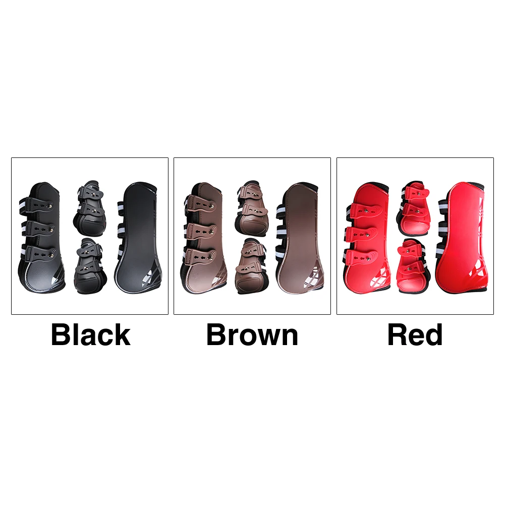 

4pcs Protective Accessories Horse Tendon Boots Riding PU Shell Equestrian Front Hind Jumping Shock Absorbing Fetlock Brace
