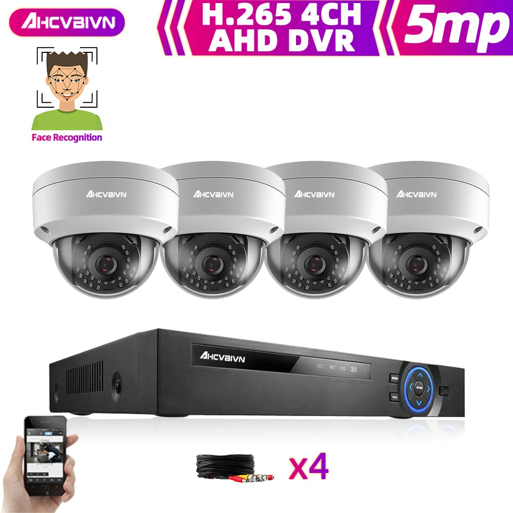 

AHD 4CH CCTV система 5mp видео наблюдения DVR с 4 шт 3,6 мм 1080P HD ночное видение CCTV система камер домашней безопасности комплект 2 ТБ