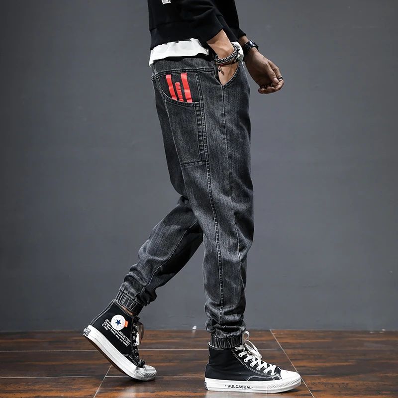 Fashion Streetwear Men Jeans Large Size M-7XL Printed Designer Denim Cargo Pants Slack Bottom Joggers Hip Hop | Мужская одежда
