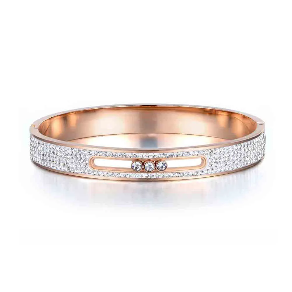 Женский браслет с кристаллами Lokaer Свадебный классический из нержавеющей стали