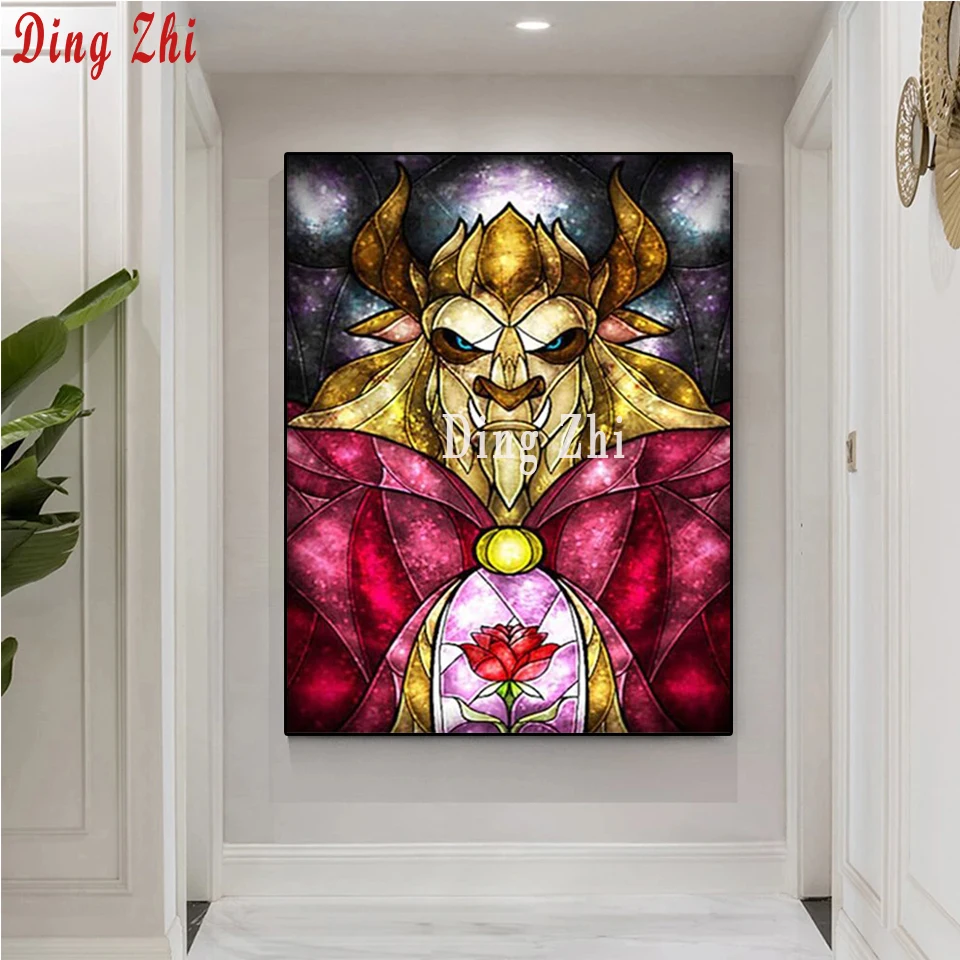 

New 5D DIY Diamond Painting Full Square/Round Mosaic Abstract The Beast Diamond Embroidery Cross Stitch Cartoon Flower Decor