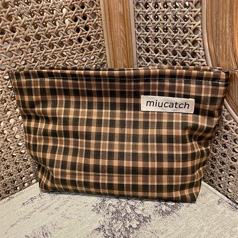 

New Plaid Cosmetic Bag Make Up Organizer Women Travel Toiletry Bag Large Necesserie Cosmetic Pouch Beauty Brush Storage Case