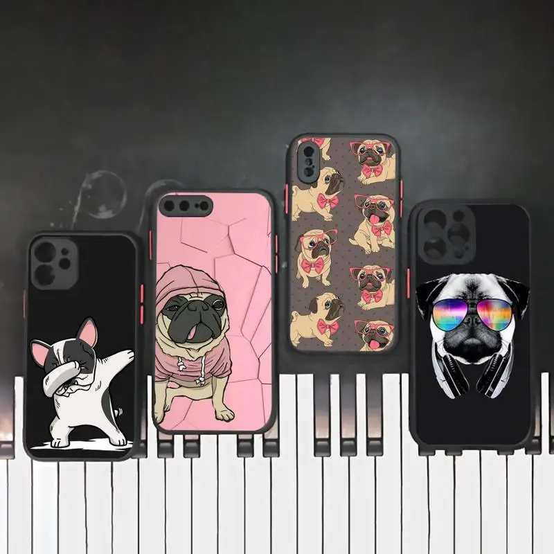 

bulldog cute Phone Case Matte Transparent for iPhone 7 8 11 12 s mini pro X XS XR MAX Plus mobile bags