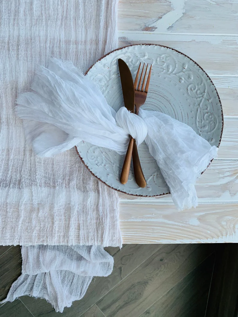 NP013B custom made wedding blush pink green white gold burgundy terracotta navy purple cotton cheesecloth gauze table napkin | Дом и сад