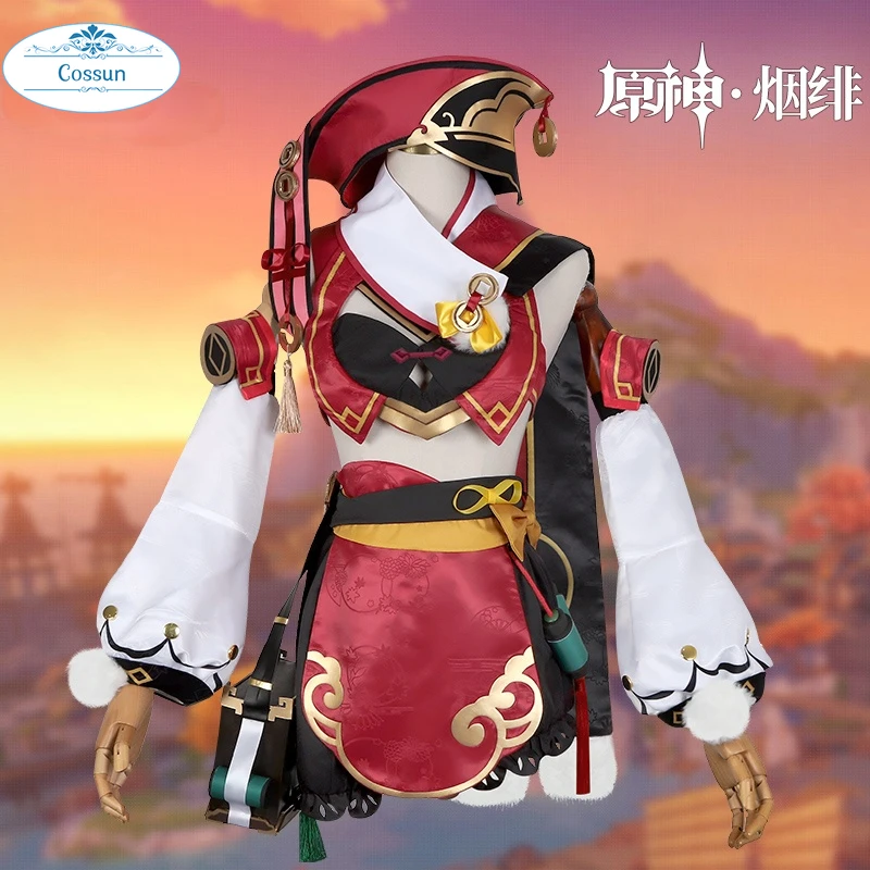 

Anime! Genshin Impact Yanfei Game Suit Lovely Aestheticism Uniform Cosplay Costume Halloween Party Outfit For Women 2021 NEW