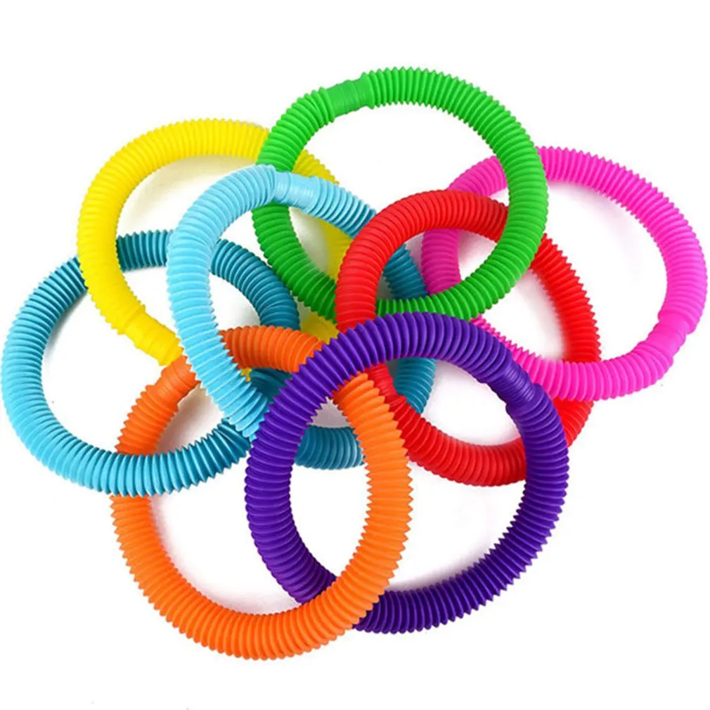 Juguetes de tubos coloridos para aliviar el estr&eacute;s sensorial para ni&ntilde;os, juguetes educativos divertidos antiestr&eacute;s, tubo de pl&aacute;stico plegable, bobina de juguete-1