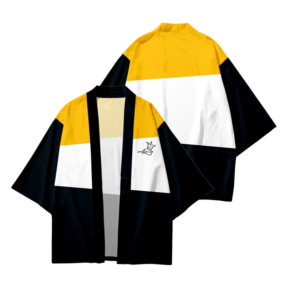 Женский и мужской кардиган с 3D-принтом огненного пламени японское кимоно в стиле