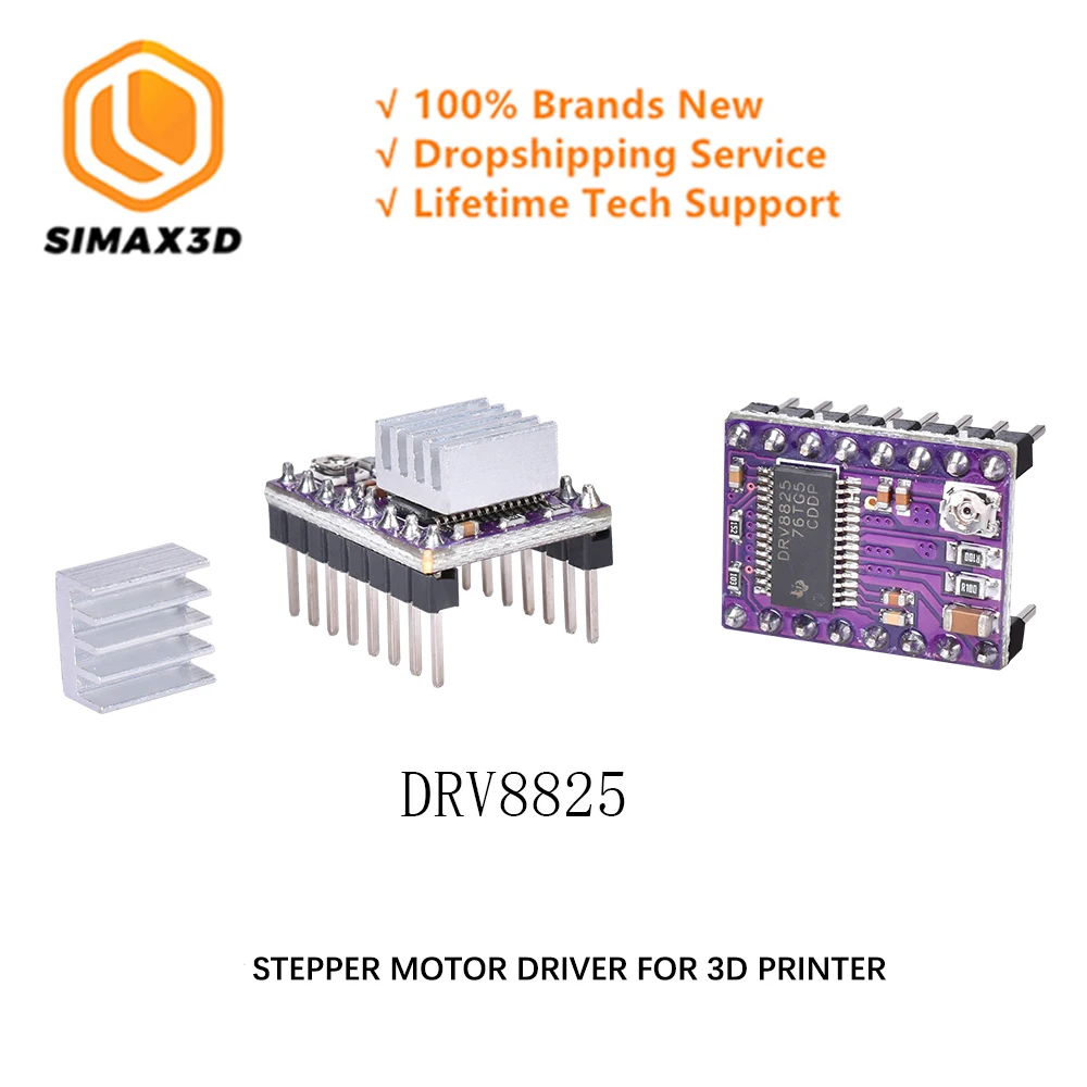 SIMAX3D 10 шт. DRV8825 Драйвер шагового двигателя Модуль с радиатор Reprap Рампы 1 4/1 5/1 6