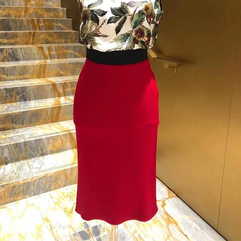 Cosmicchic Fall Skirts For Women Midi Chiffon Lace High-waist Elastic Three-Color Wrap Skirt Mid-Calf Classic Elegant Skirts