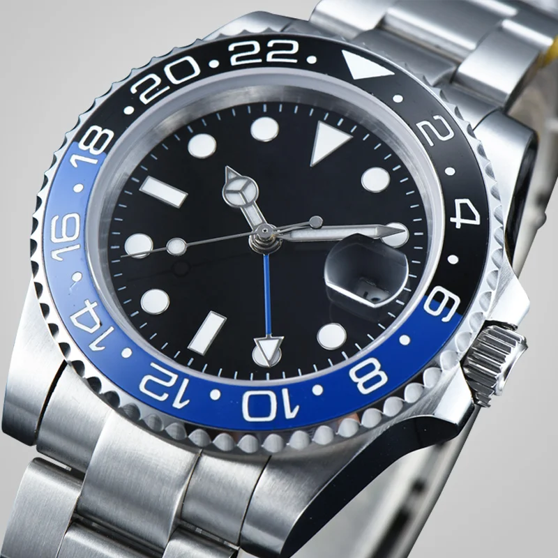 Автоматические Мужские часы 40 мм GMT синие и черные аналогичные сапфировое стекло
