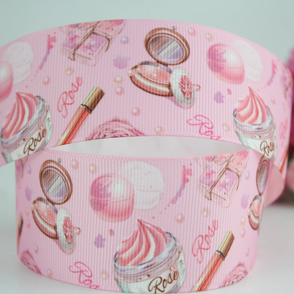 

Cartoon Lipstick and cosmetics printed grosgrain ribbon 16-75mm DIY handmade materials christmas wedding gift wrap tape ribbons
