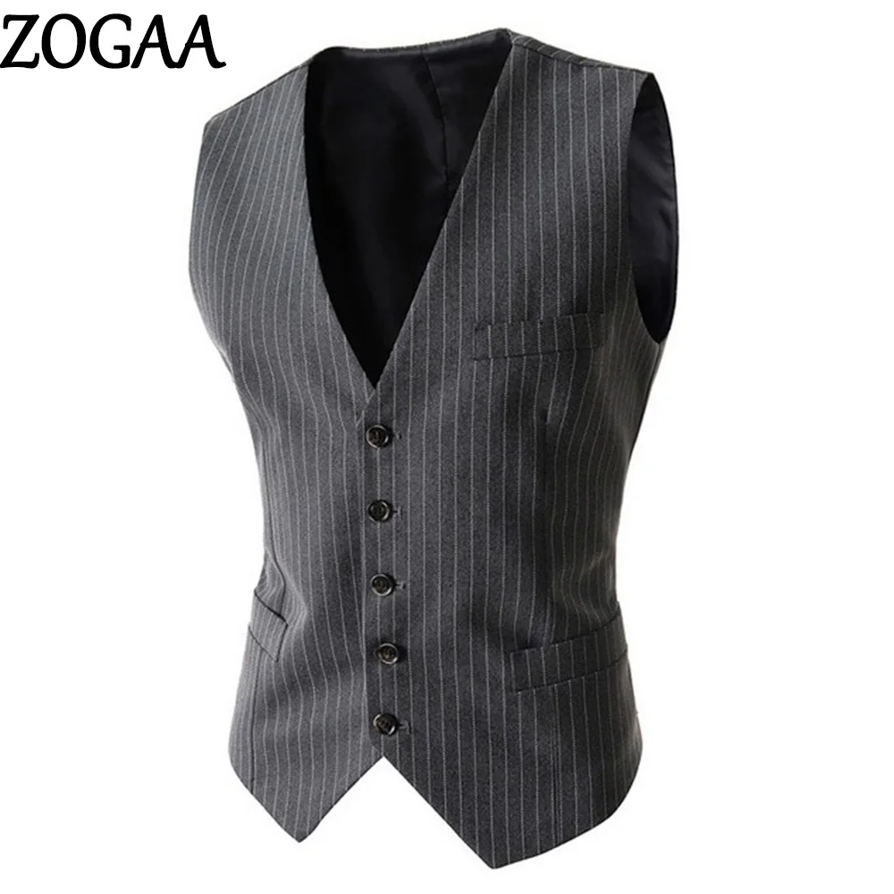 

2021 Mens Suit Vest Formal Casual Slim Fit Business Jacket Vest Stripe Single Breasted Undershirt Waistcoat Mens Blazer Vests