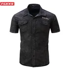 Мужская Ковбойская Рубашка FGKKS, Повседневная Уличная рубашка с коротким рукавом, в стиле милитари, европейские размеры, 2021